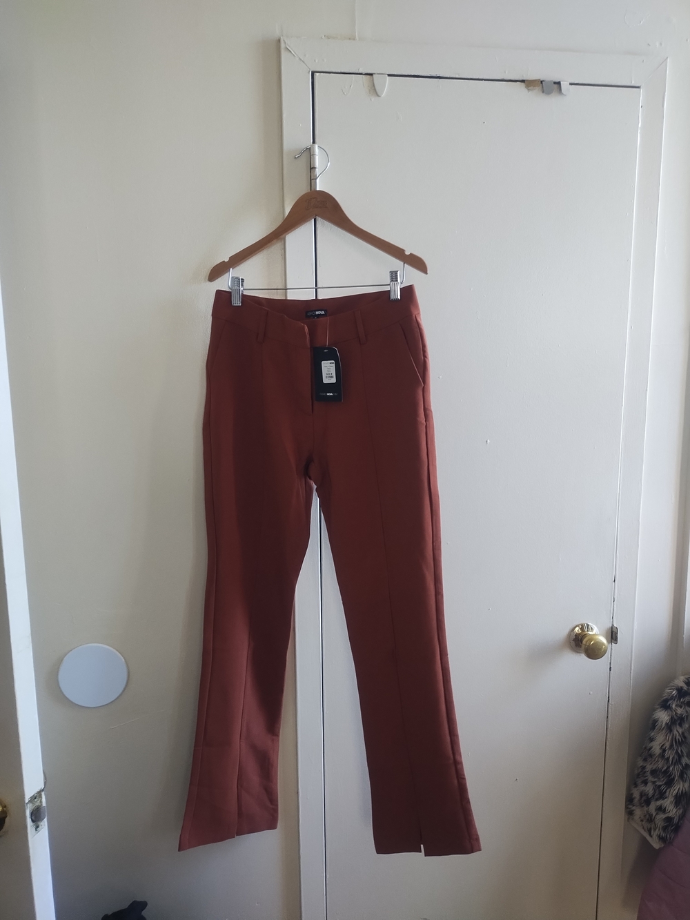 Fashion Nova Rust Brown Straight-Leg Pants